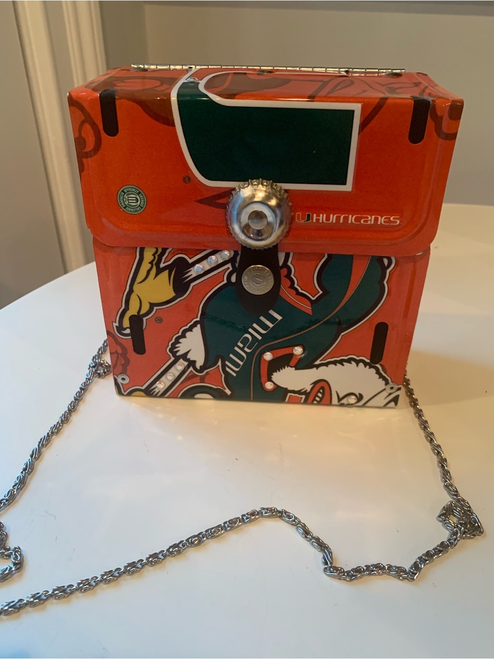 Authentic Little Earth University of Miami Hurricanes license plate handbag Sqr